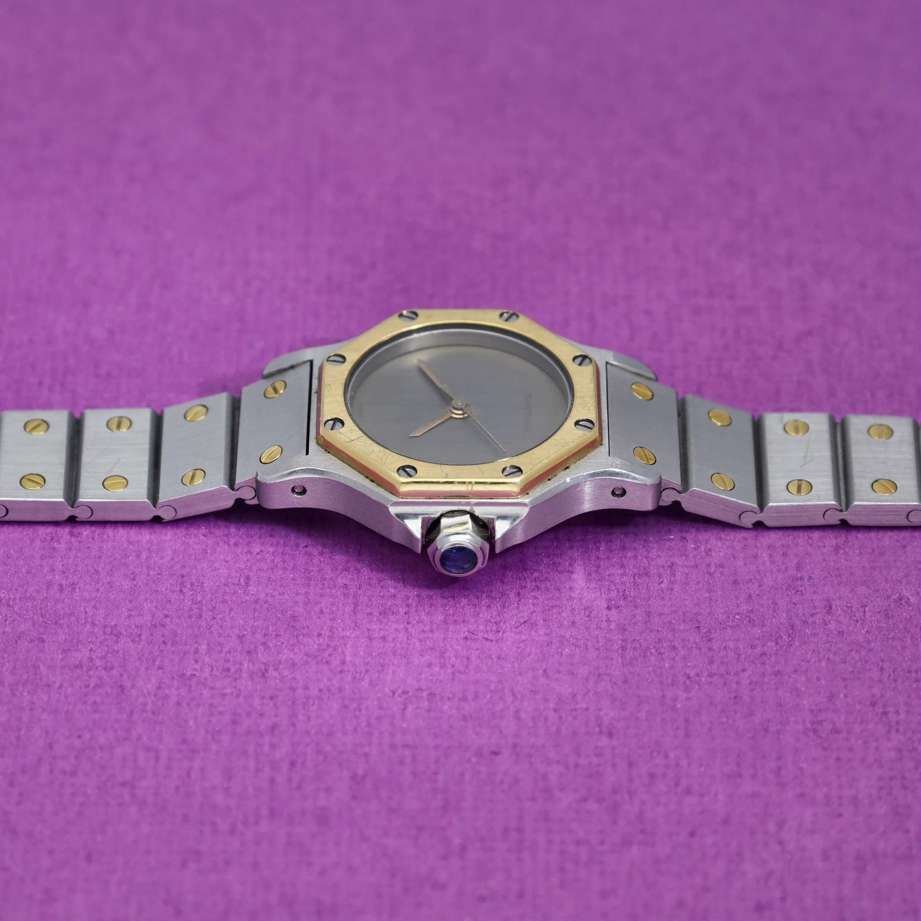 Cartier Santos Octagon Ref. 0907 Ladies Grey Slate Dial