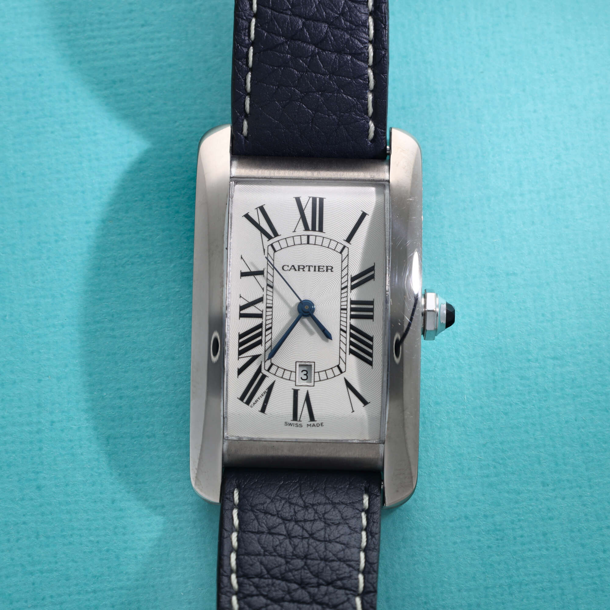 Cartier Tank Americaine Ref. 1741 Guilloché Dial in 18K White Gold