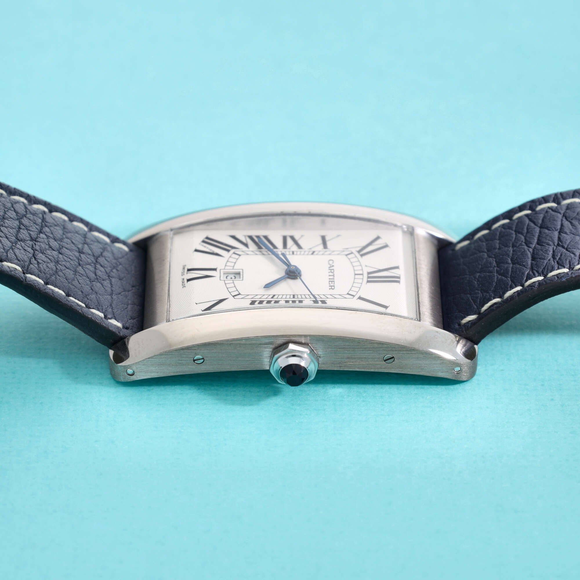 Cartier Tank Americaine Ref. 1741 Guilloché Dial in 18K White Gold